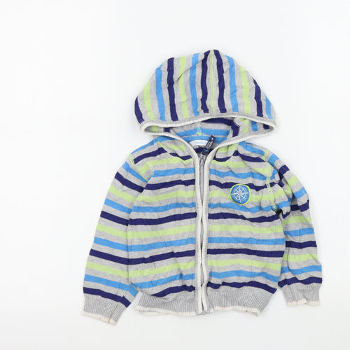 Smile Boys Blue Striped  Cardigan Jumper Size 12-18 Months