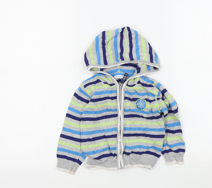 Smile Boys Blue Striped Cardigan Jumper Size 12-18 Months
