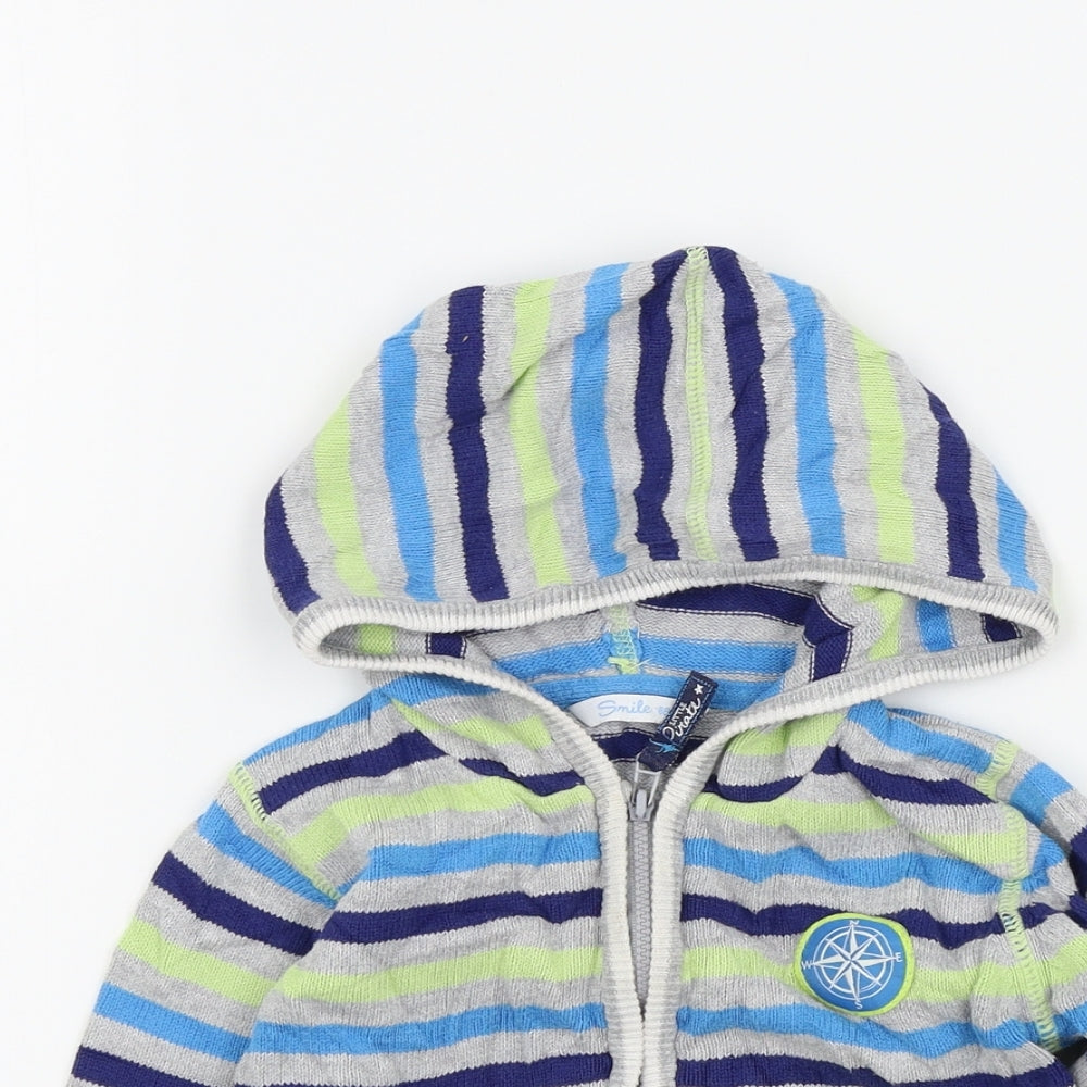 Smile Boys Blue Striped  Cardigan Jumper Size 12-18 Months