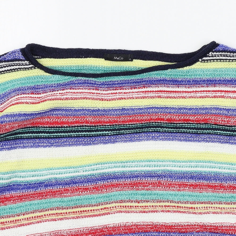 M&Co Womens Multicoloured Striped  Pullover Jumper Size 12