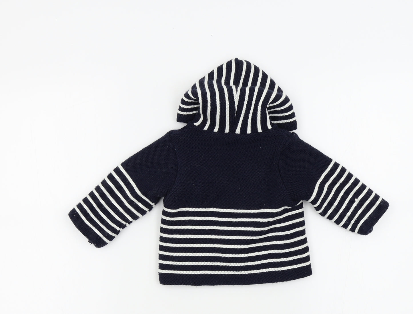 pex Boys Blue Striped  Cardigan Jumper Size 6-9 Months