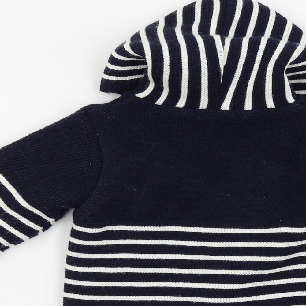 pex Boys Blue Striped  Cardigan Jumper Size 6-9 Months