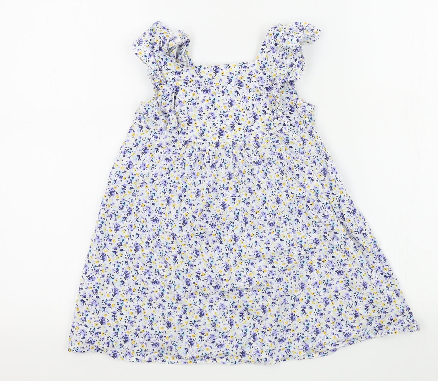 Primark Girls Blue Floral  Basic T-Shirt Size 4-5 Years