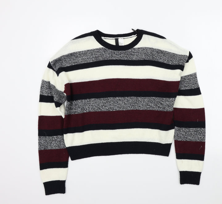 H&M Womens Red Striped  Pullover Jumper Size S