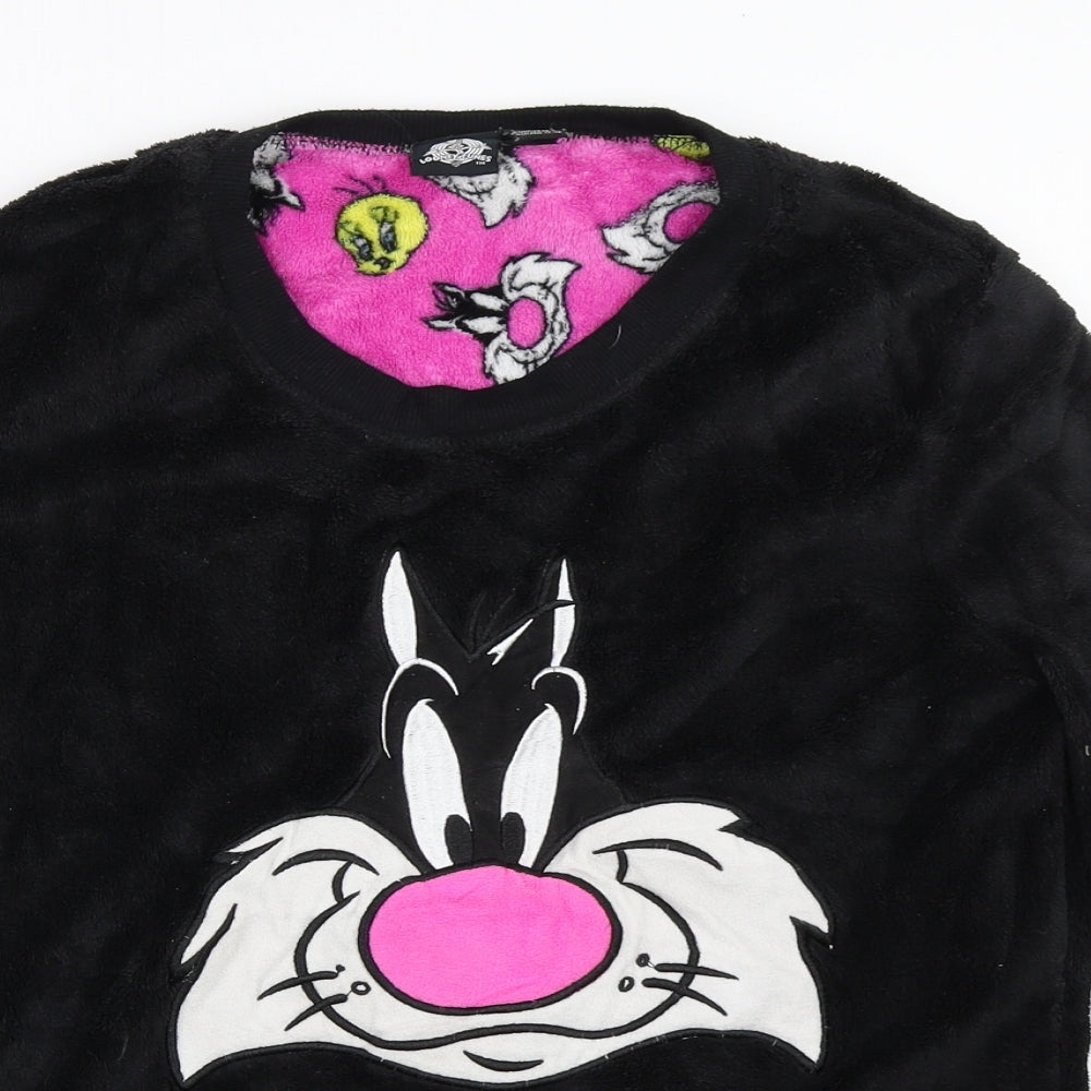 Primark Womens Black Solid  Top Pyjama Top Size M  - looney tunes