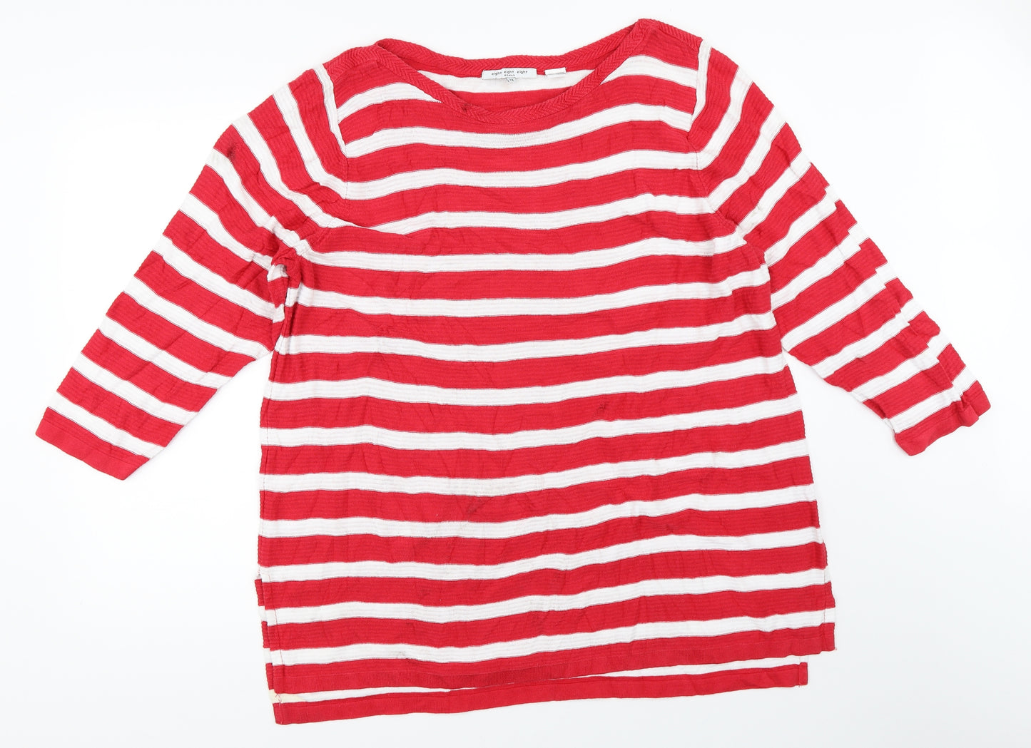 Eight Eight Eight Womens Red Striped  Pullover Jumper Size 2XL