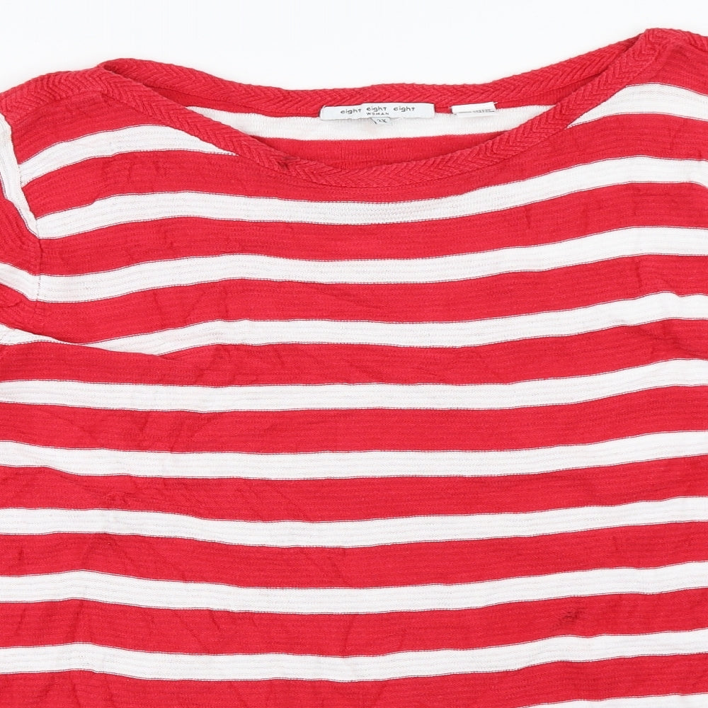 Eight Eight Eight Womens Red Striped  Pullover Jumper Size 2XL