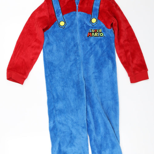 Super Mario Boys Blue Solid   One Piece Size 7-8 Years  - super mario onesie