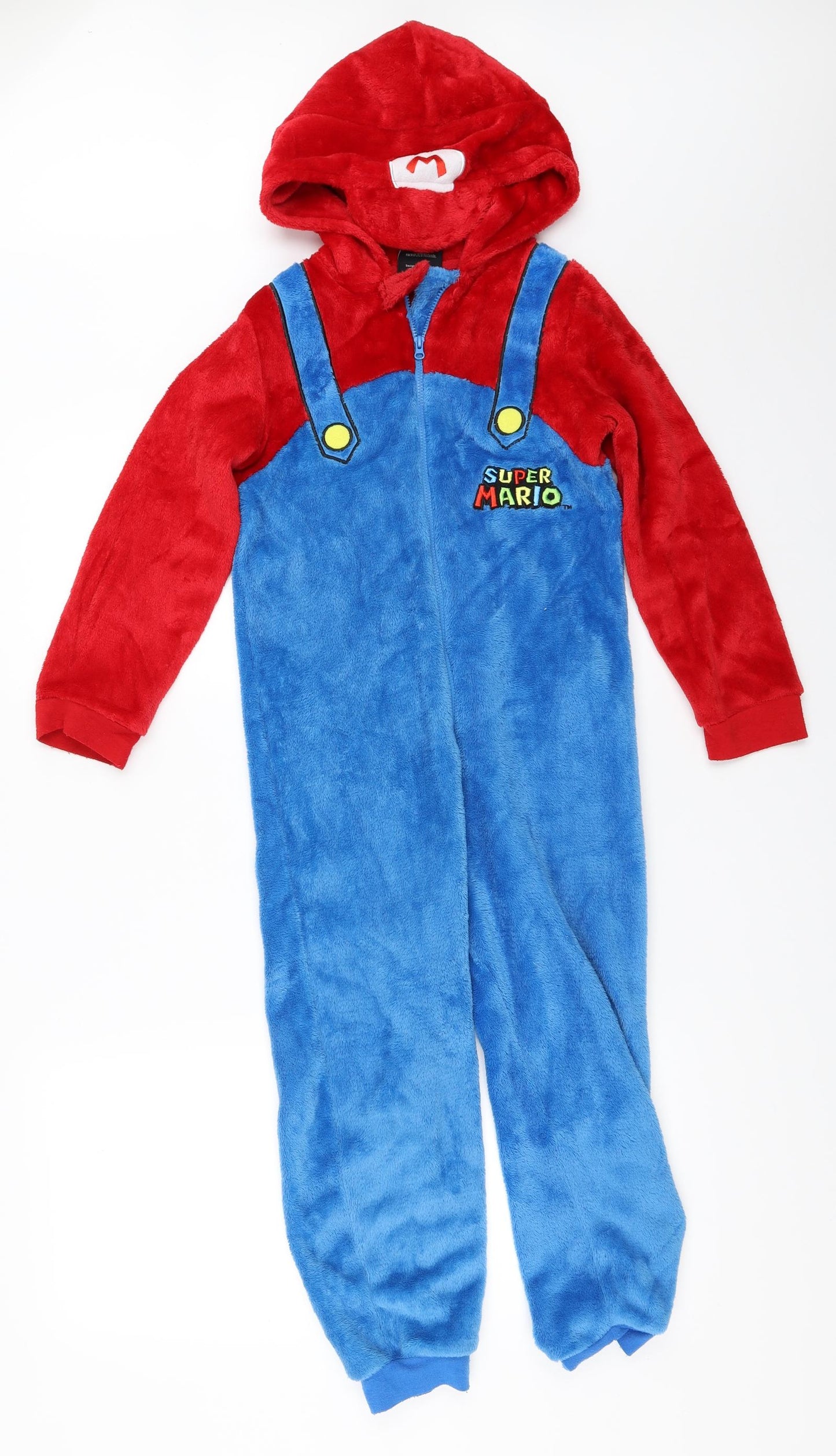 Super Mario Boys Blue Solid   One Piece Size 7-8 Years  - super mario onesie