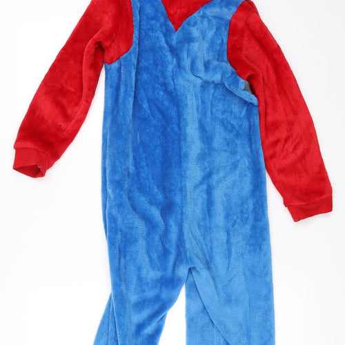 Super Mario Boys Blue Solid   One Piece Size 7-8 Years  - super mario onesie