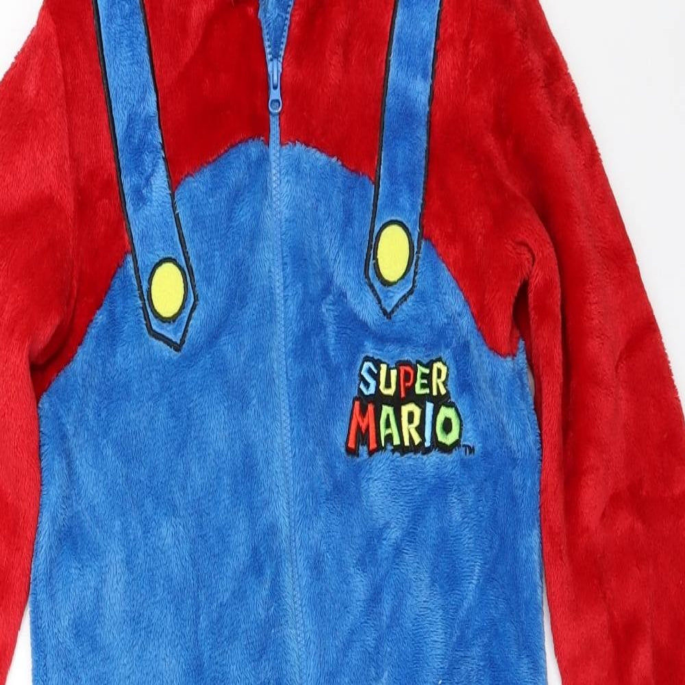 Super Mario Boys Blue Solid   One Piece Size 7-8 Years  - super mario onesie