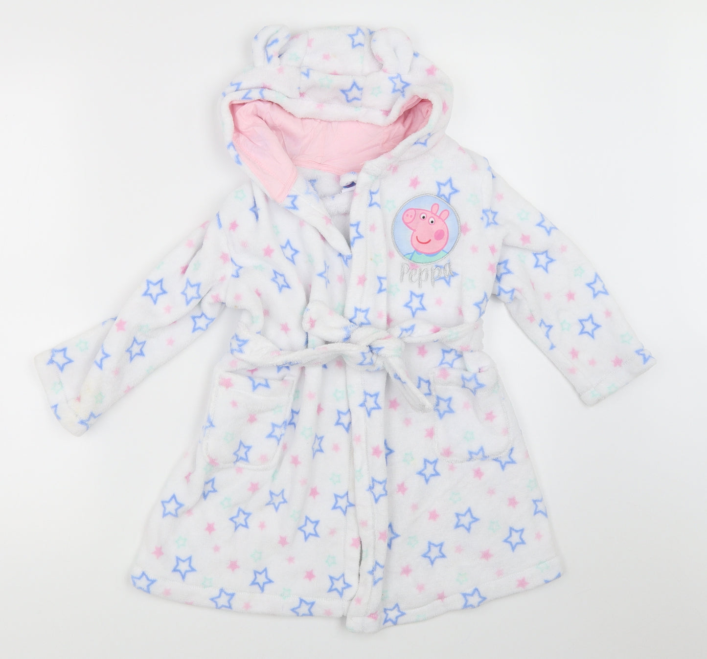George Girls White Solid  Top Robe Size 3-4 Years  - peppa pig