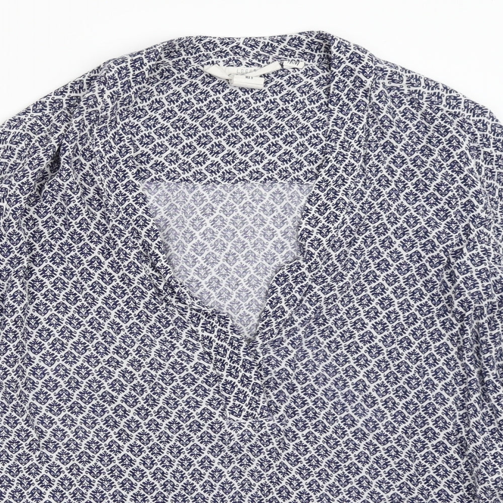 H&M Womens Blue Geometric  Basic Blouse Size 38