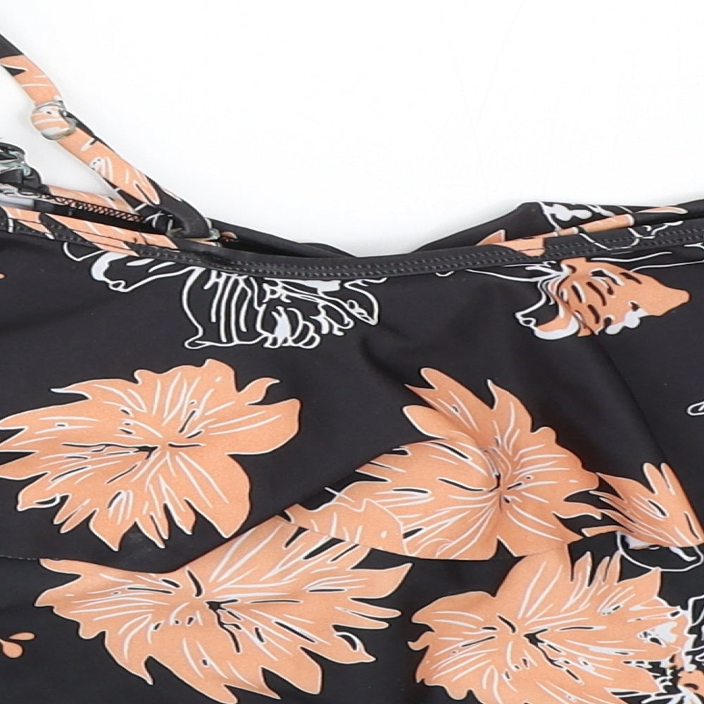 SheIn Womens Black Floral  Cropped Blouse Size S
