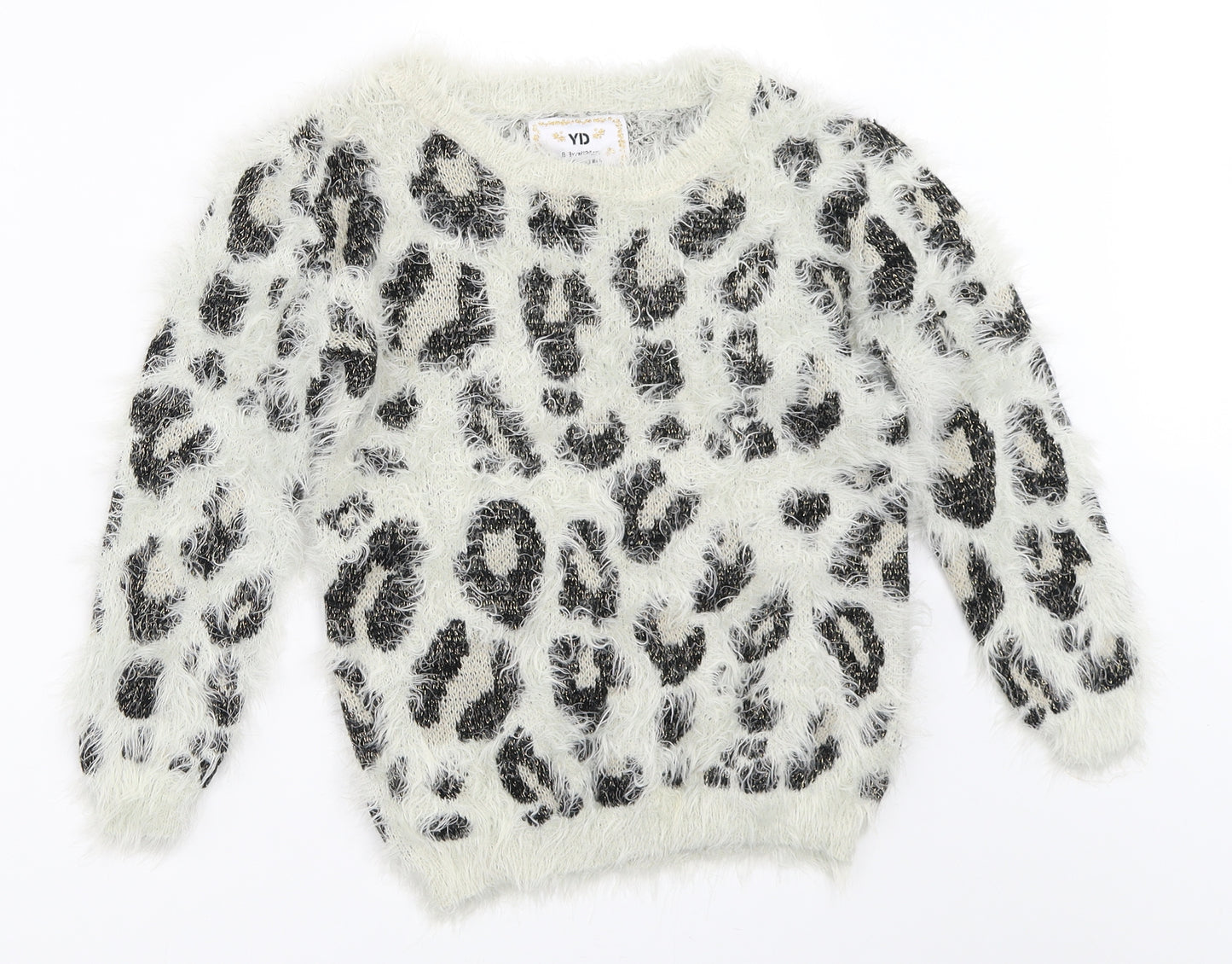 Primark Girls Grey Animal Print  Pullover Jumper Size 8-9 Years