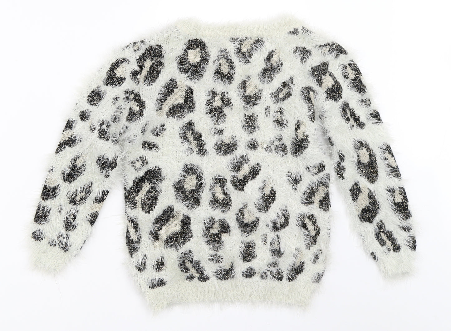 Primark Girls Grey Animal Print  Pullover Jumper Size 8-9 Years