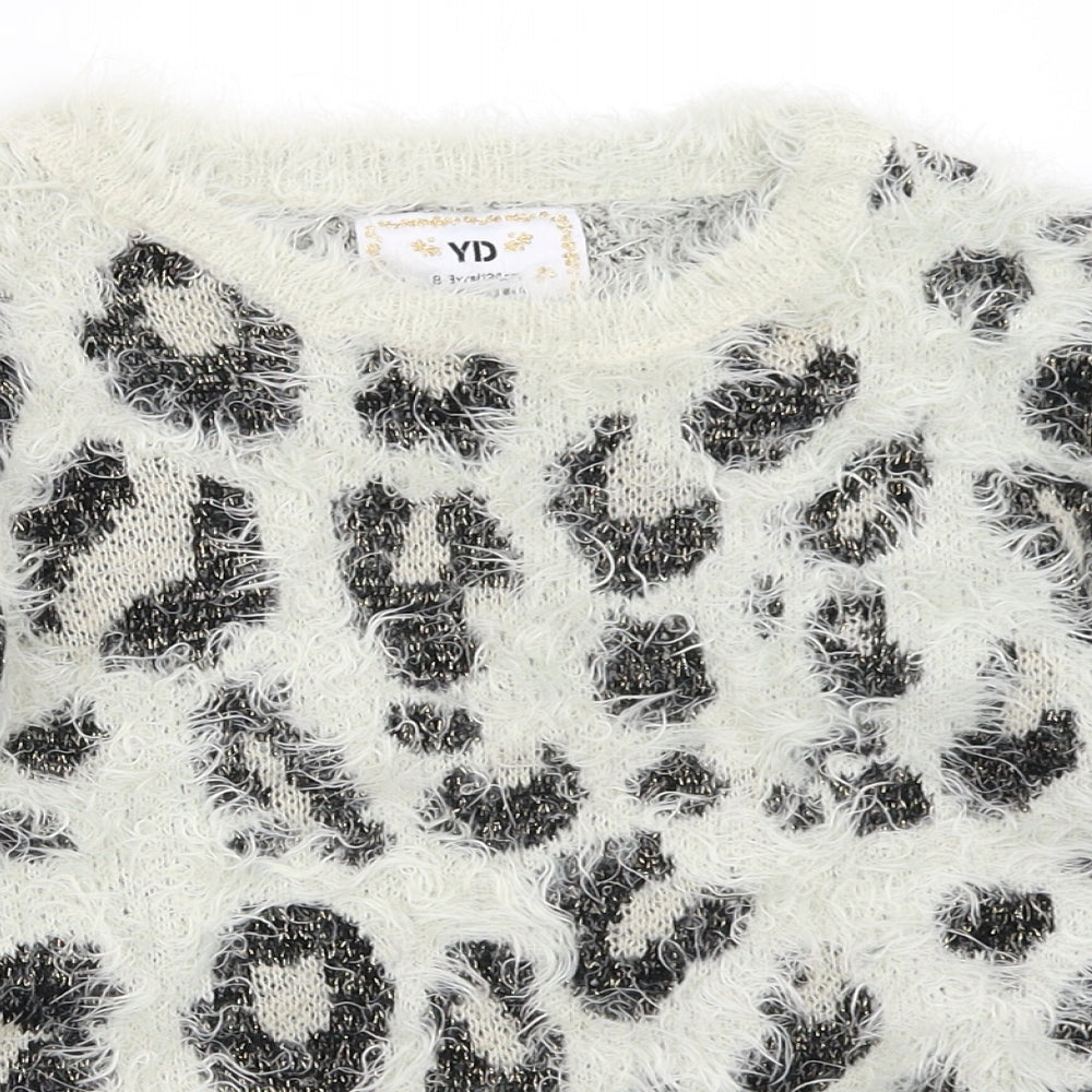 Primark Girls Grey Animal Print  Pullover Jumper Size 8-9 Years