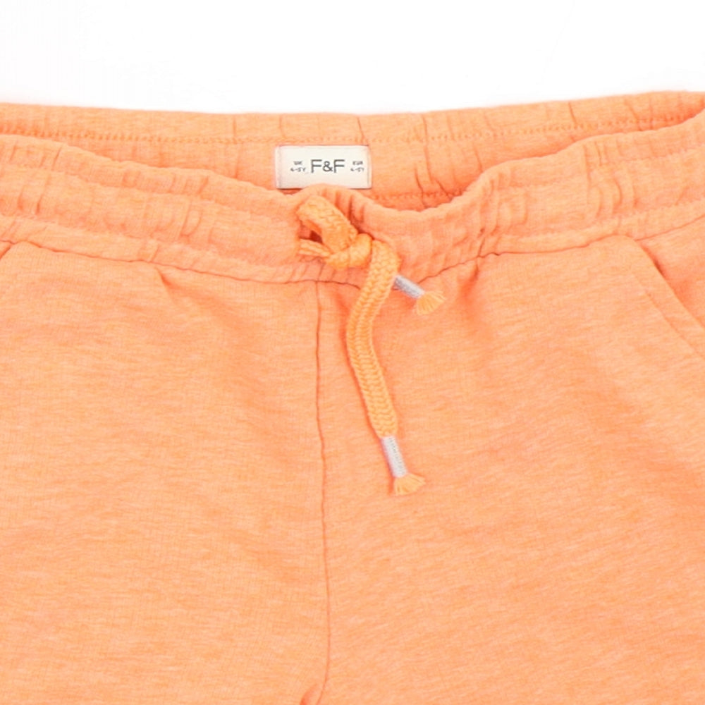 F&F Boys Orange   Sweat Shorts Size 4-5 Years