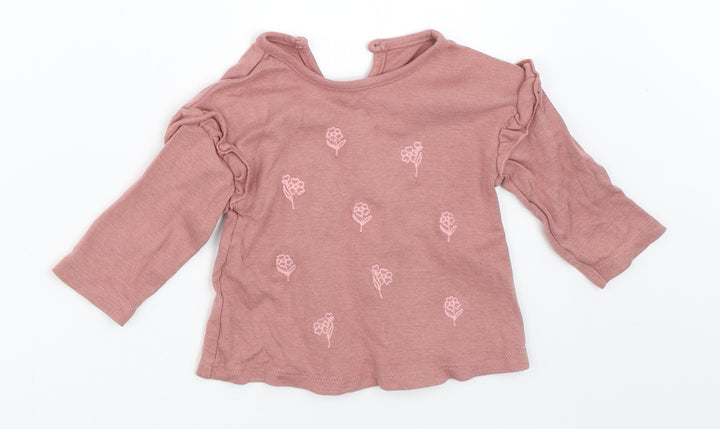George Girls Pink Basic T-Shirt Size 3-6 Months