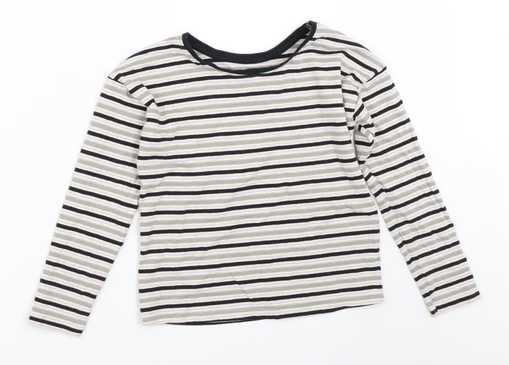 TU Girls Grey Striped  Basic T-Shirt Size 8 Years