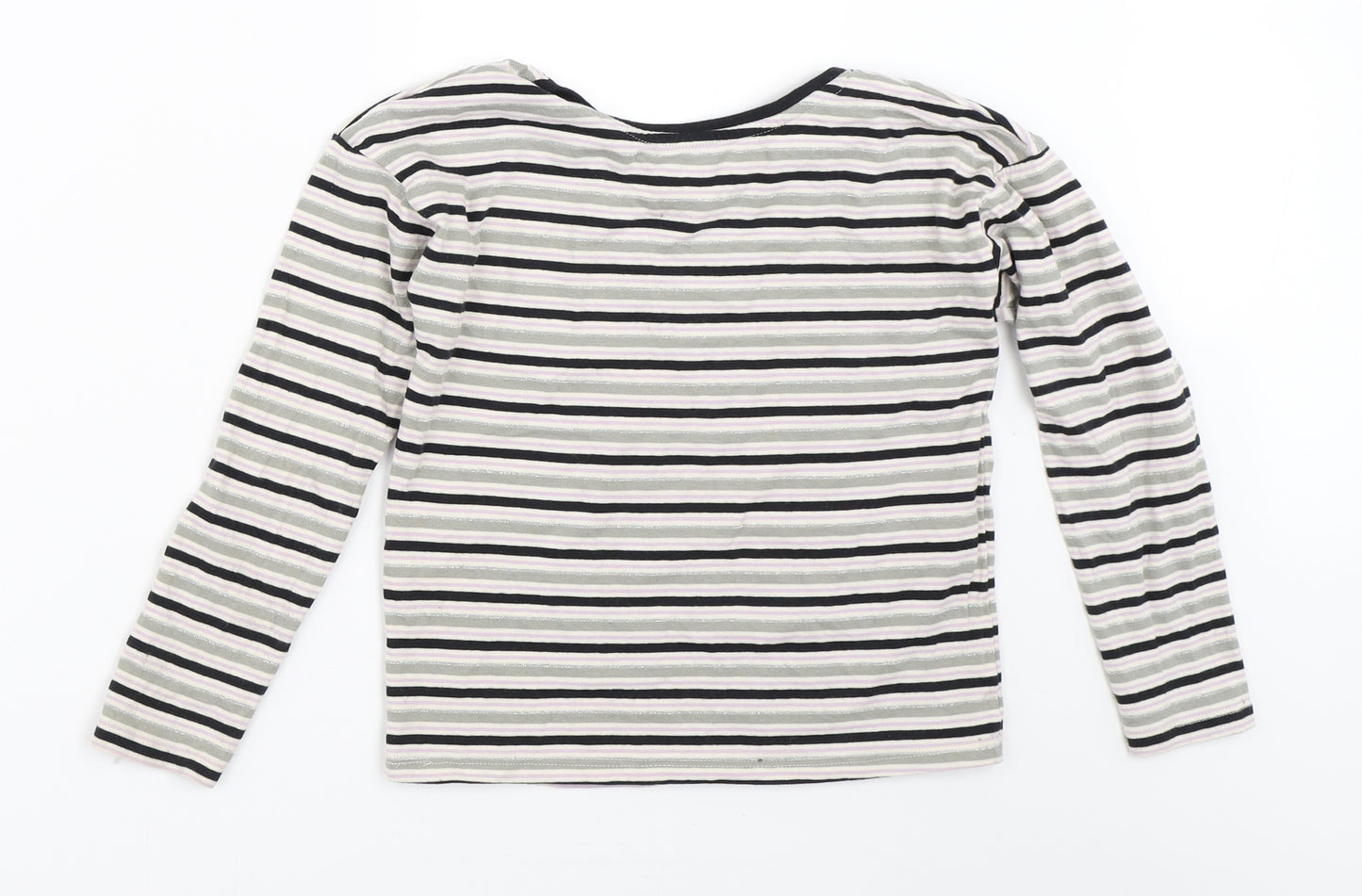 TU Girls Grey Striped  Basic T-Shirt Size 8 Years