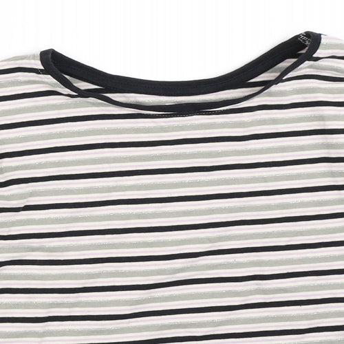 TU Girls Grey Striped  Basic T-Shirt Size 8 Years