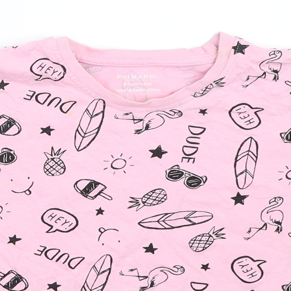 Primark Girls Pink   Basic T-Shirt Size 4-5 Years