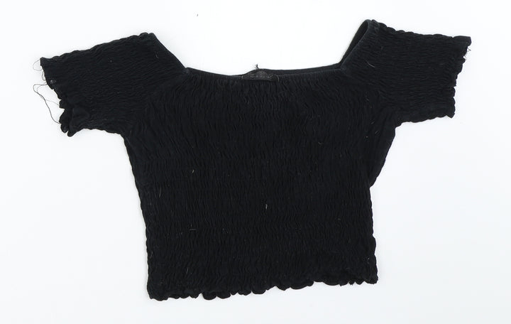 Topshop Womens Black   Cropped Blouse Size 6