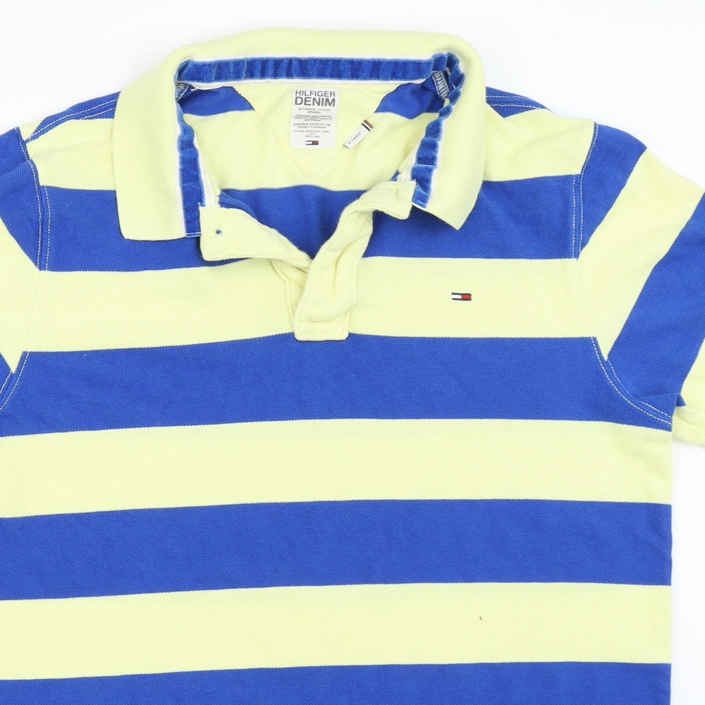 Tommy Hilfiger Mens Yellow Striped   Polo Size XL