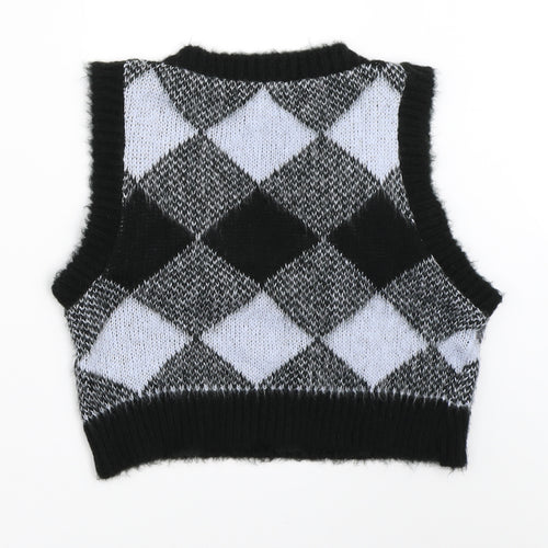In the Style Womens Black Argyle/Diamond  Vest Jumper Size 10