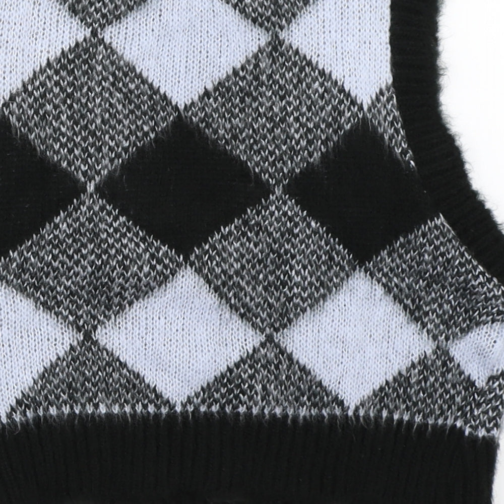 In the Style Womens Black Argyle/Diamond  Vest Jumper Size 10