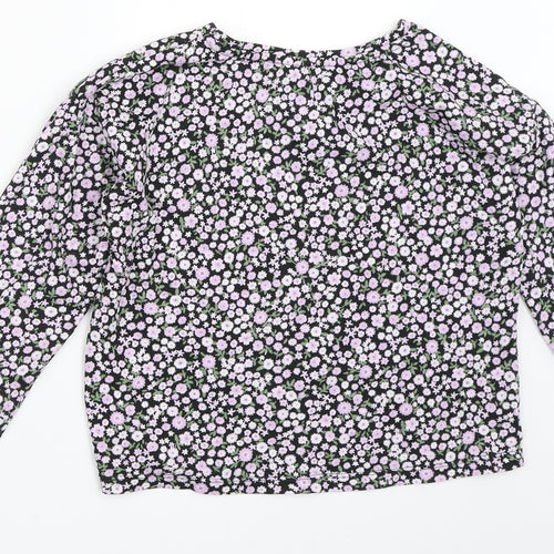 TU Girls Black Floral  Basic T-Shirt Size 8 Years