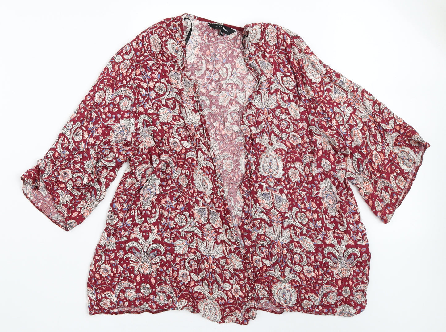 New Look Womens Red Floral  Cardigan Jumper Size 16