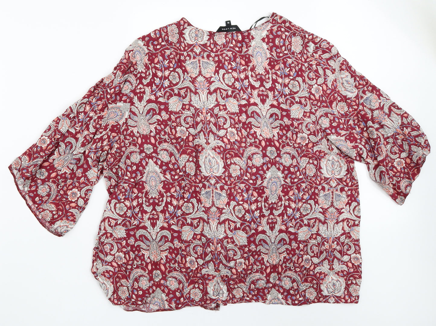 New Look Womens Red Floral  Cardigan Jumper Size 16