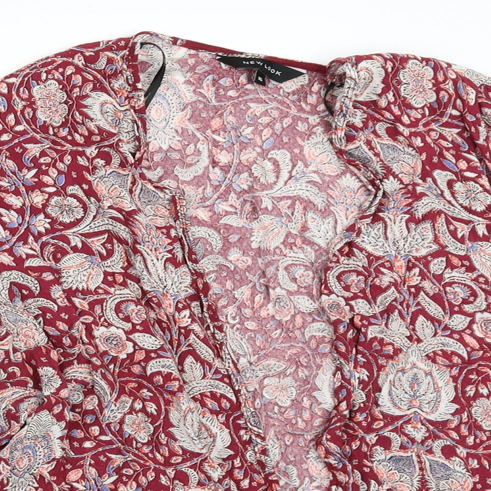 New Look Womens Red Floral  Cardigan Jumper Size 16
