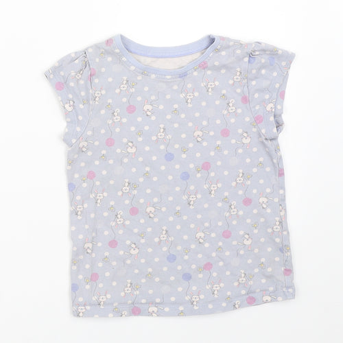 George Girls Blue Polka Dot  Basic T-Shirt Size 3-4 Years