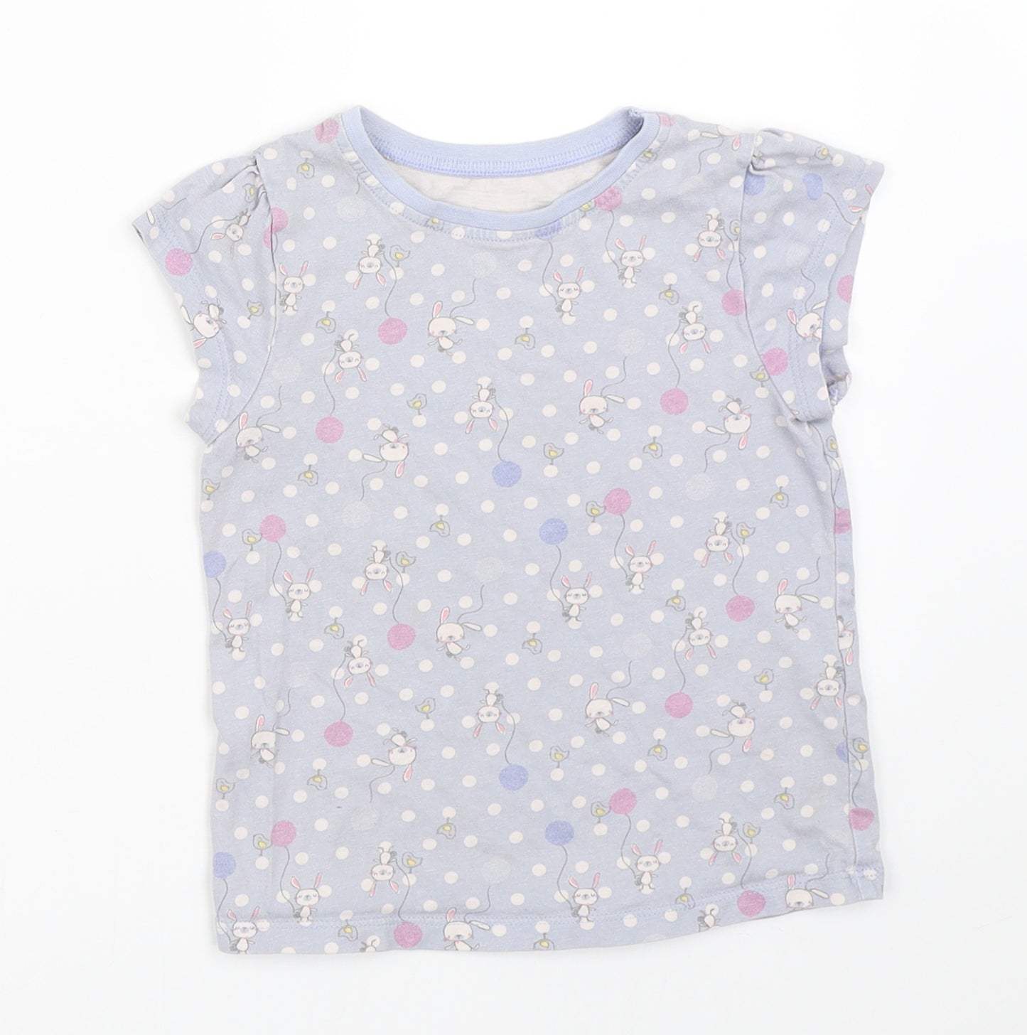 George Girls Blue Polka Dot  Basic T-Shirt Size 3-4 Years
