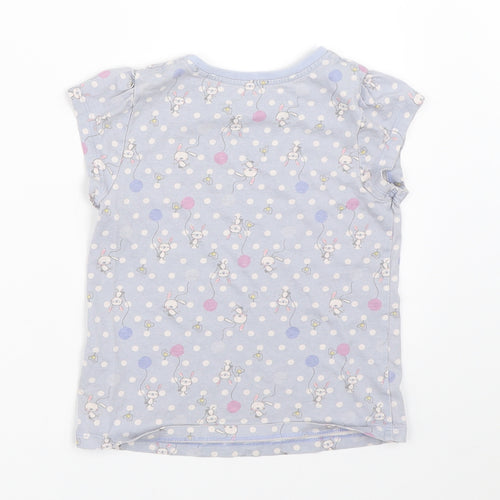 George Girls Blue Polka Dot  Basic T-Shirt Size 3-4 Years