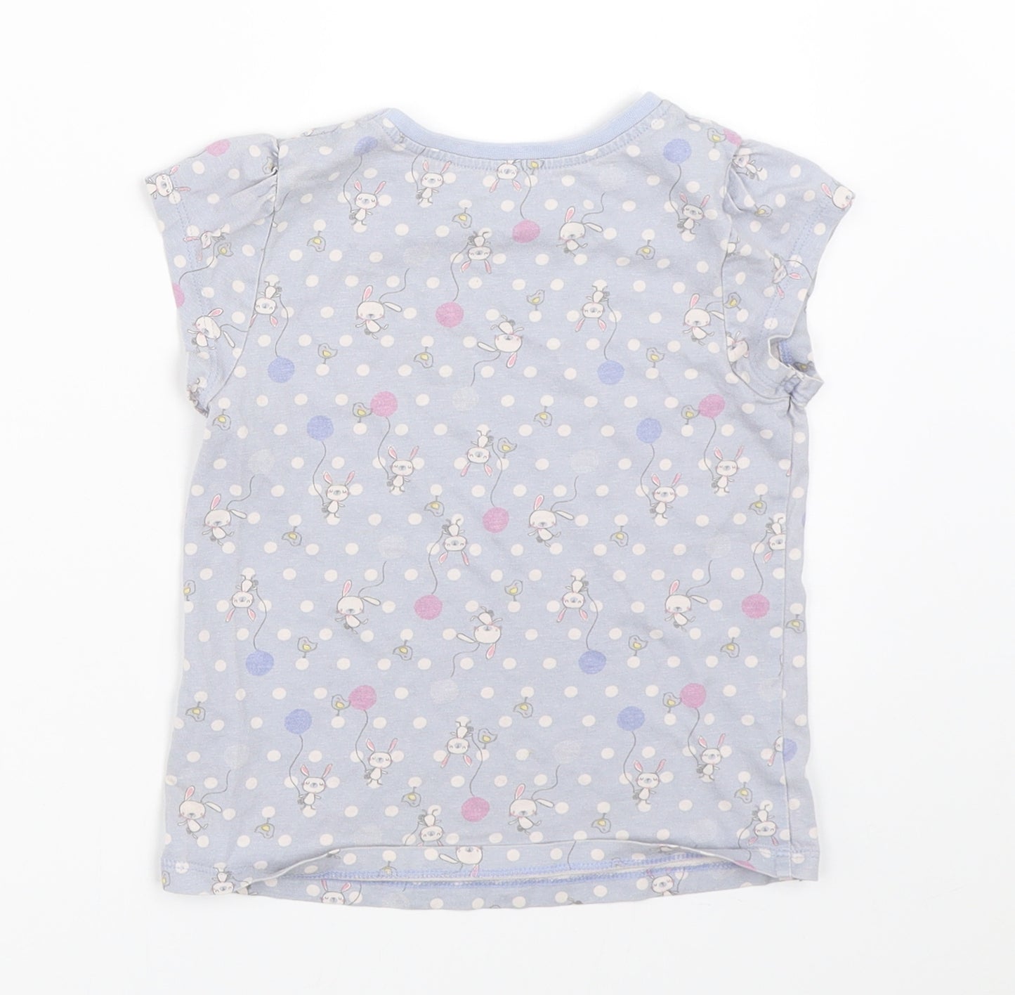 George Girls Blue Polka Dot  Basic T-Shirt Size 3-4 Years