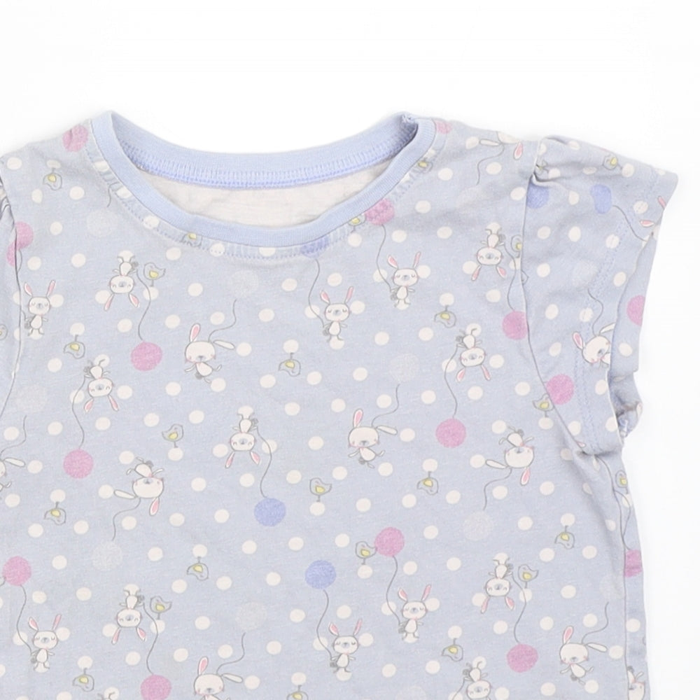 George Girls Blue Polka Dot  Basic T-Shirt Size 3-4 Years
