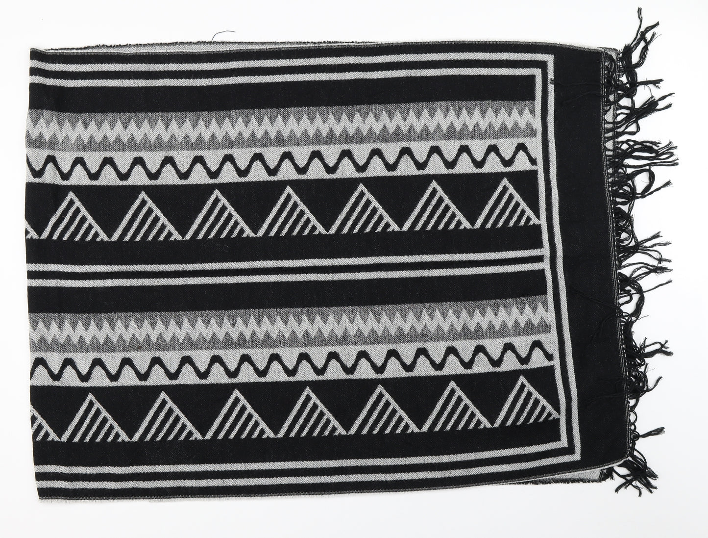 Preworn Womens Black Geometric   Shawl/Wrap