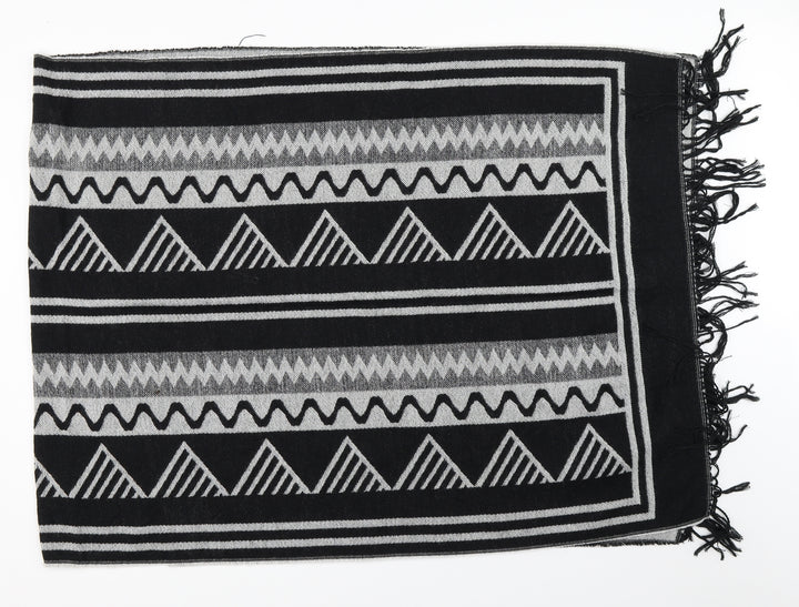 Preworn Womens Black Geometric   Shawl/Wrap