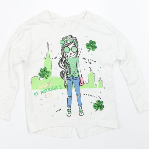 St Bernard Girls White   Basic T-Shirt Size 5 Years  - St Patricks Day