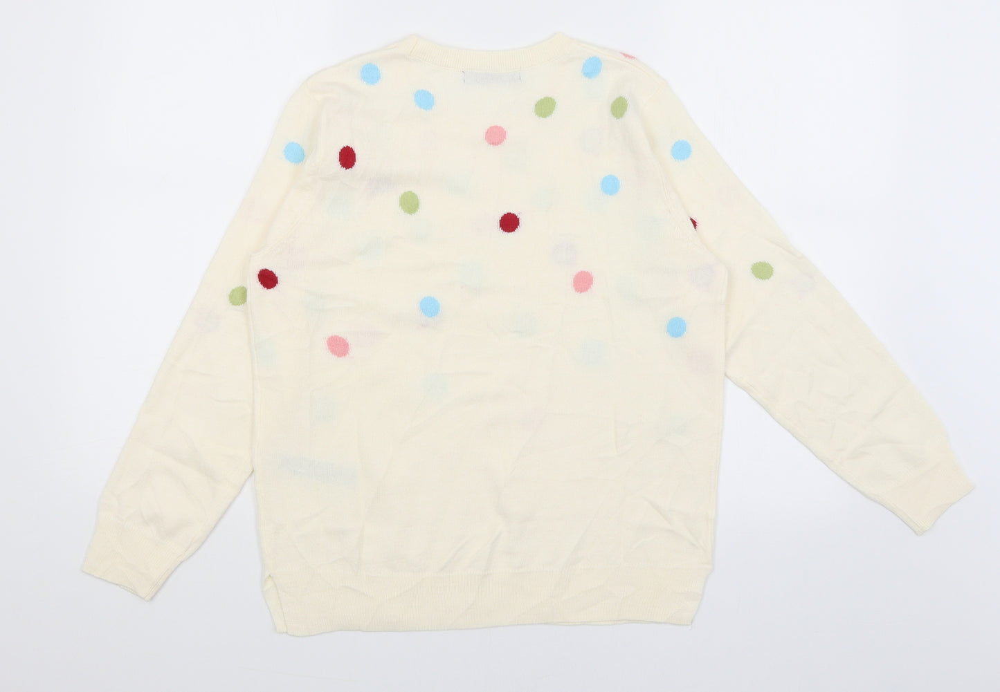 M&S Womens Ivory Polka Dot  Pullover Jumper Size 12