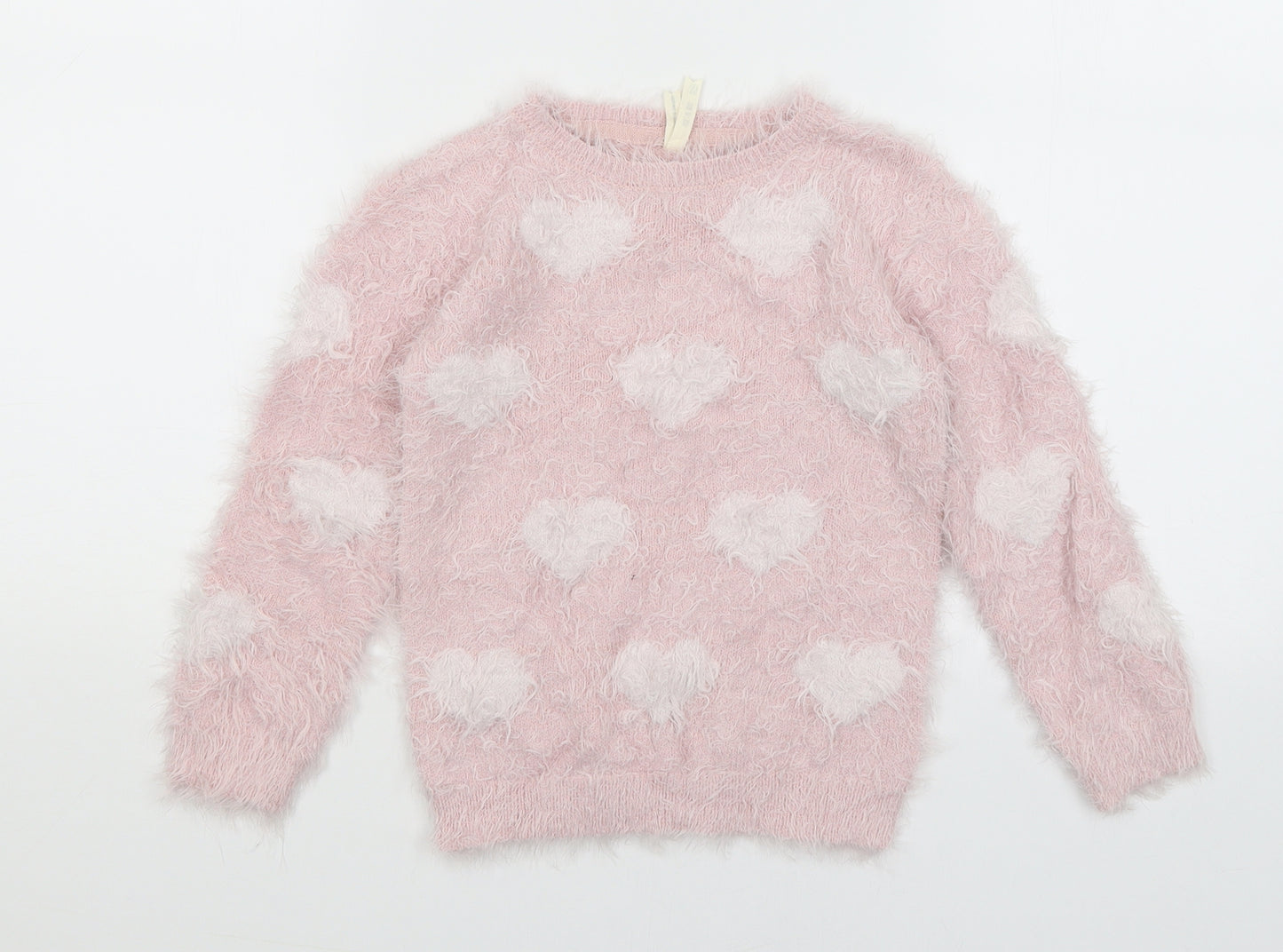 Young Dimension Girls Pink   Pullover Jumper Size 7-8 Years  - Hearts