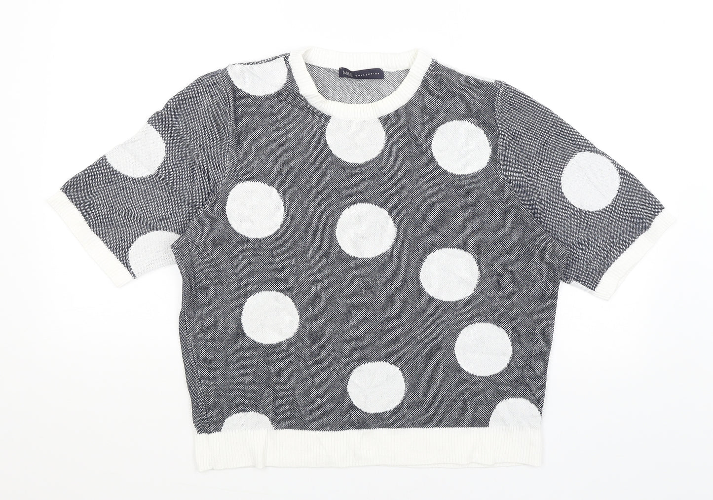 M&S Womens Blue Polka Dot  Pullover Jumper Size 18