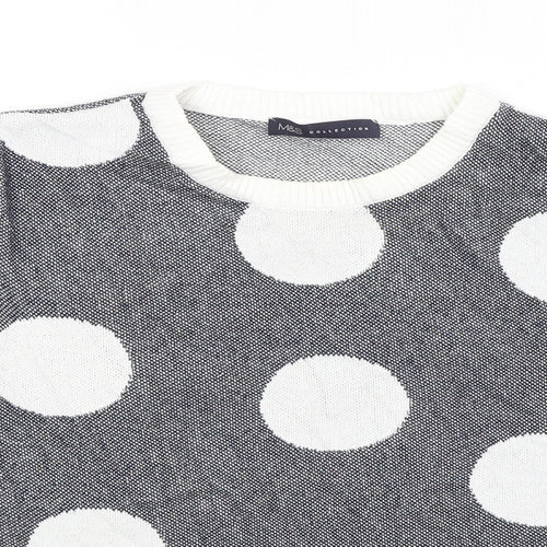 M&S Womens Blue Polka Dot  Pullover Jumper Size 18
