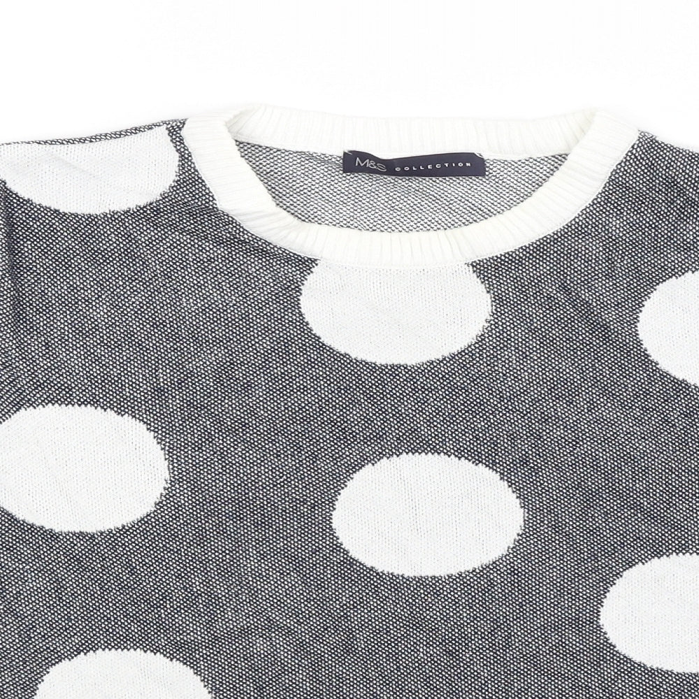 M&S Womens Blue Polka Dot  Pullover Jumper Size 18
