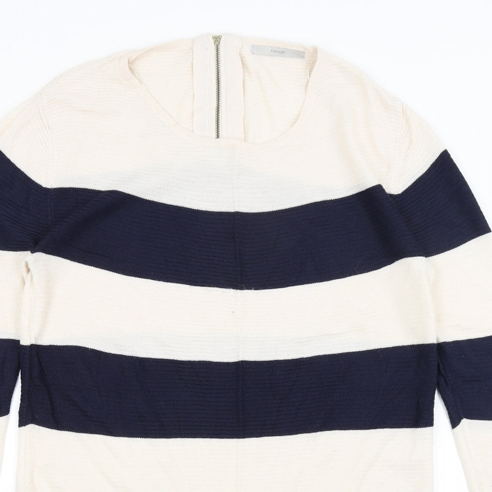 George Womens Ivory Striped  Basic T-Shirt Size 8