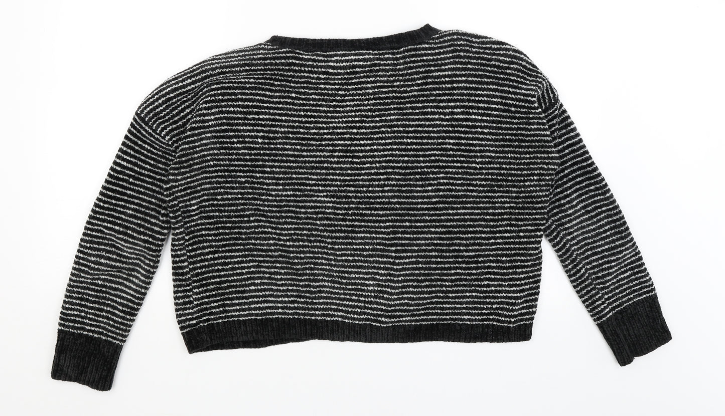 Romeo & Juliet Couture Womens Black Striped  Pullover Jumper Size S